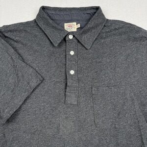 Faherty Polo Shirt Mens Medium Gray Heather Cotton Chest Pocket Casual Knit